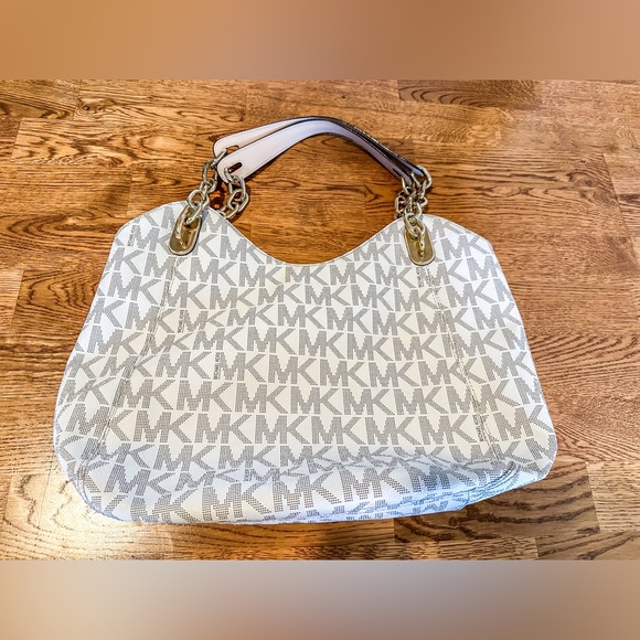 HPπ Micheal Kors Lily Large Vanilla MK Monogram Tote Shoulder Bag & Wallet - Picture 3 of 15